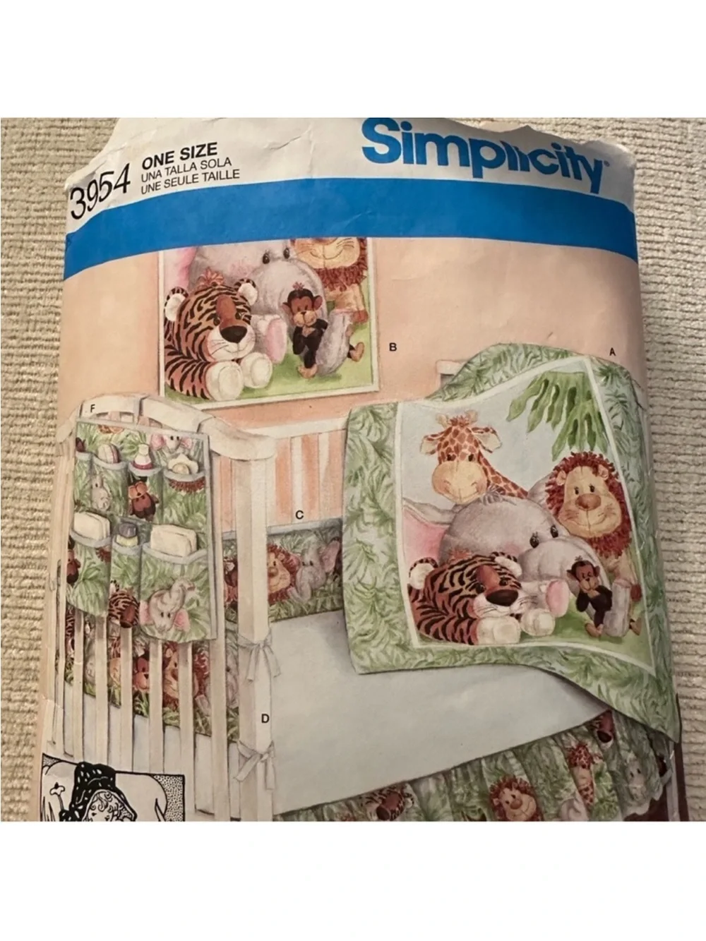 Simplicity Baby Bedding Pattern - Green Jungle Animal Set